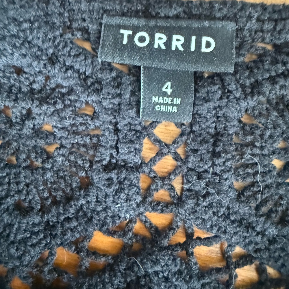 Torrid Black Crochet Pullover Sweater Knitted Crewneck Half Sleeve Top Size 4X - Picture 6 of 13